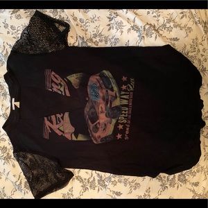 Black graphic longer length tee